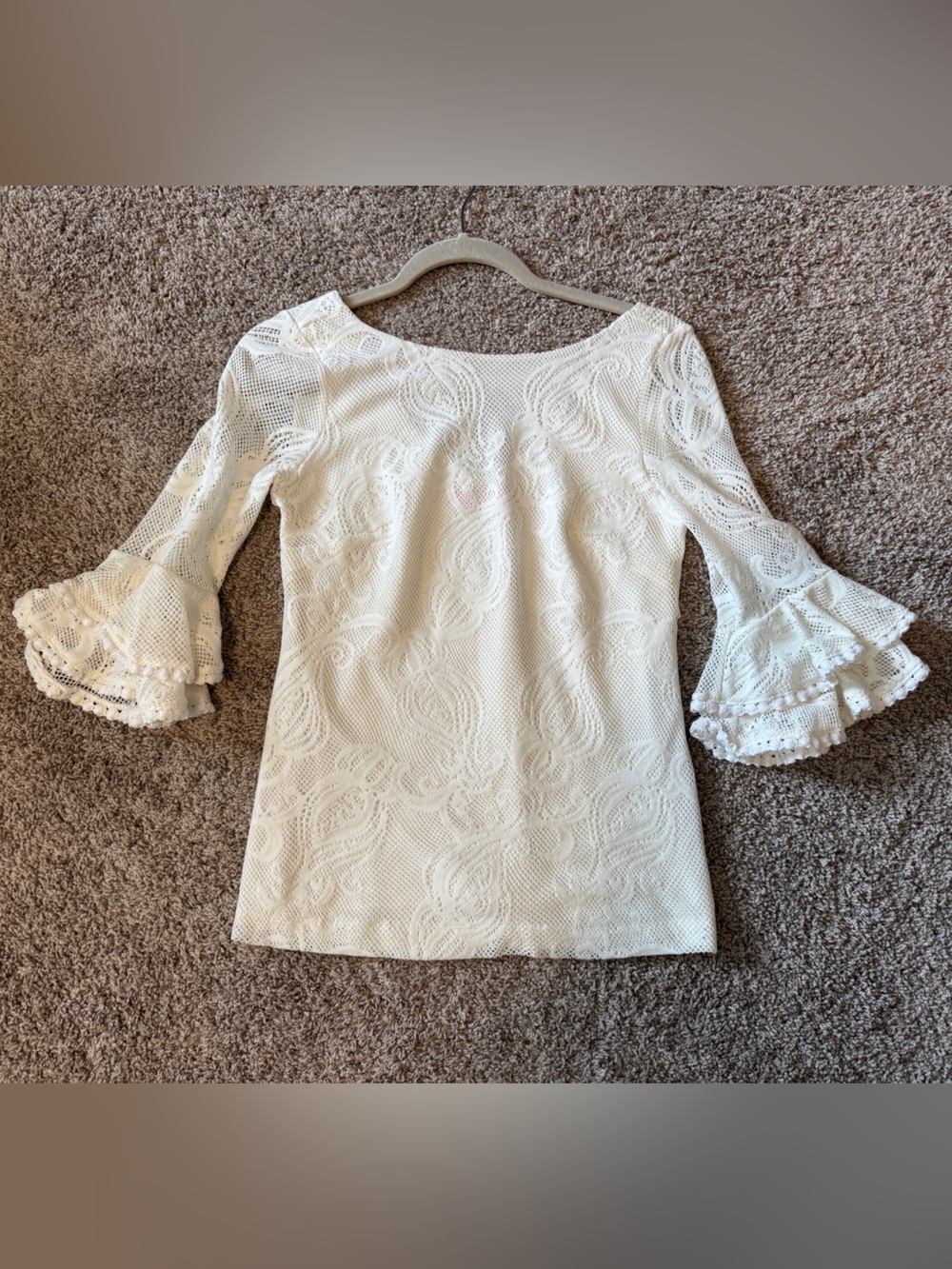 Lilly Pulitzer Cream Lace Bell Sleeve Blouse